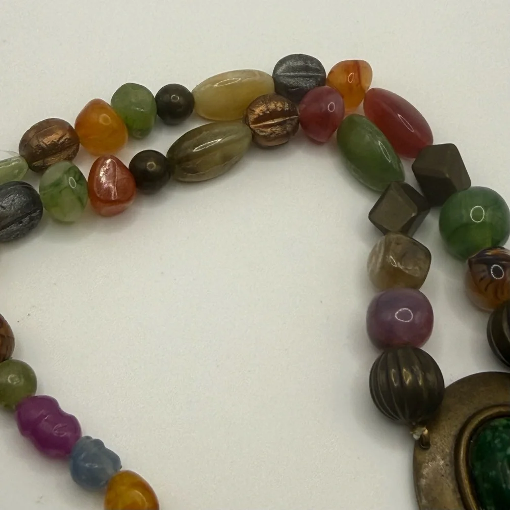 Vintage early‎ 1900s beaded pendant Necklace 18